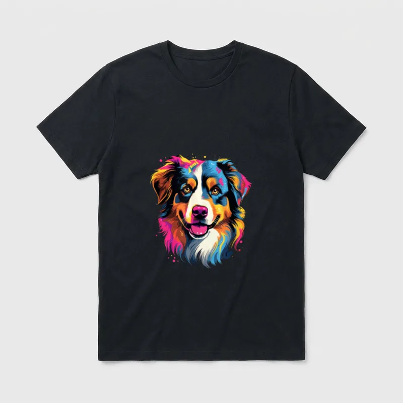 Australian Shepherd Pop Art T-Shirt – Klassisches T-Shirt in Schwarz