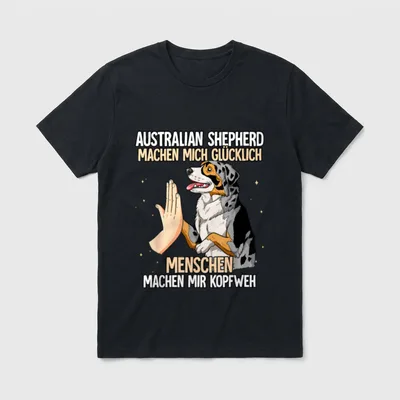 Australian Shepherd T-Shirt 0126 – Klassisches T-Shirt in Schwarz