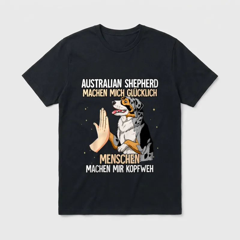 Australian Shepherd T-Shirt 0126 – Klassisches T-Shirt in Schwarz