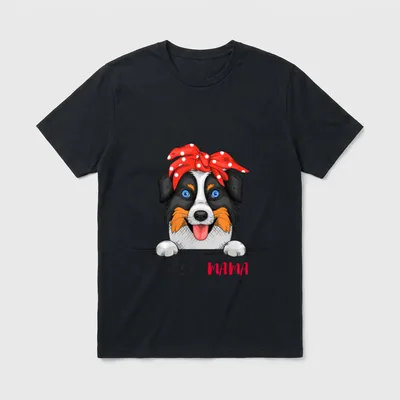 Australian Shepherd Aussie Mama T-Shirt 0128 – Klassisches T-Shirt in Schwarz