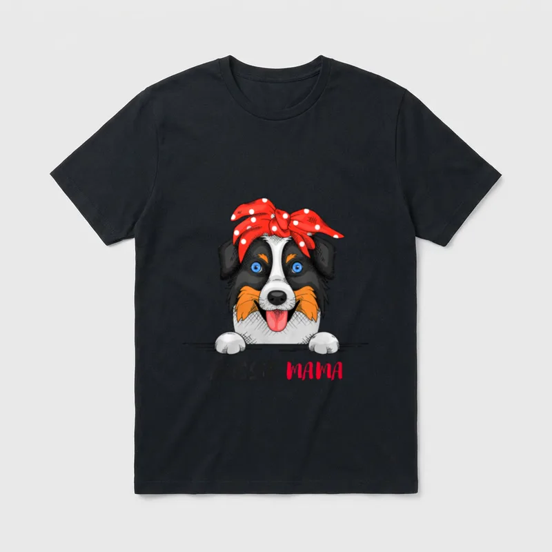 Australian Shepherd Aussie Mama T-Shirt 0128 – Klassisches T-Shirt in Schwarz