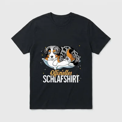 Offizielles Schlafshirt Australian Shepherd T-Shirt 0129 – Klassisches T-Shirt in Schwarz