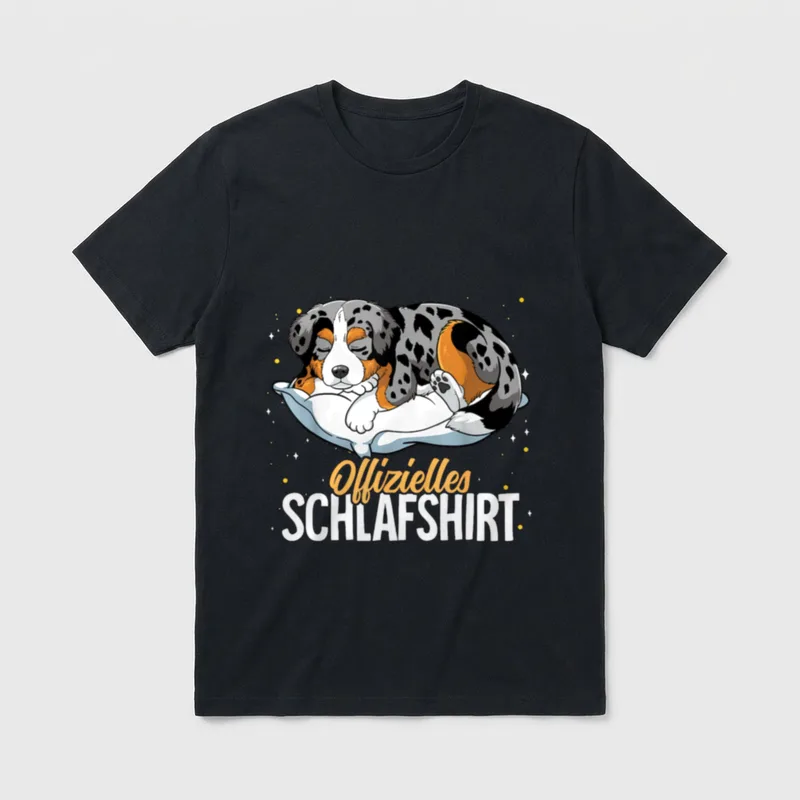 Offizielles Schlafshirt Australian Shepherd T-Shirt 0129 – Klassisches T-Shirt in Schwarz