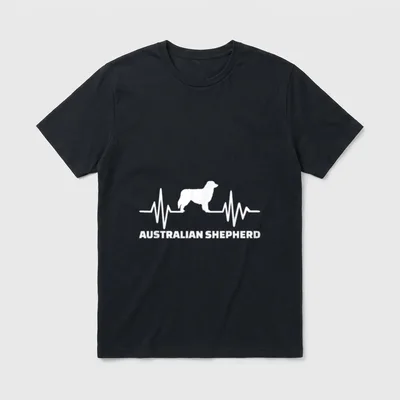 Australian Shepherd Herzschlag T-Shirt 0139 – Klassisches T-Shirt in Schwarz