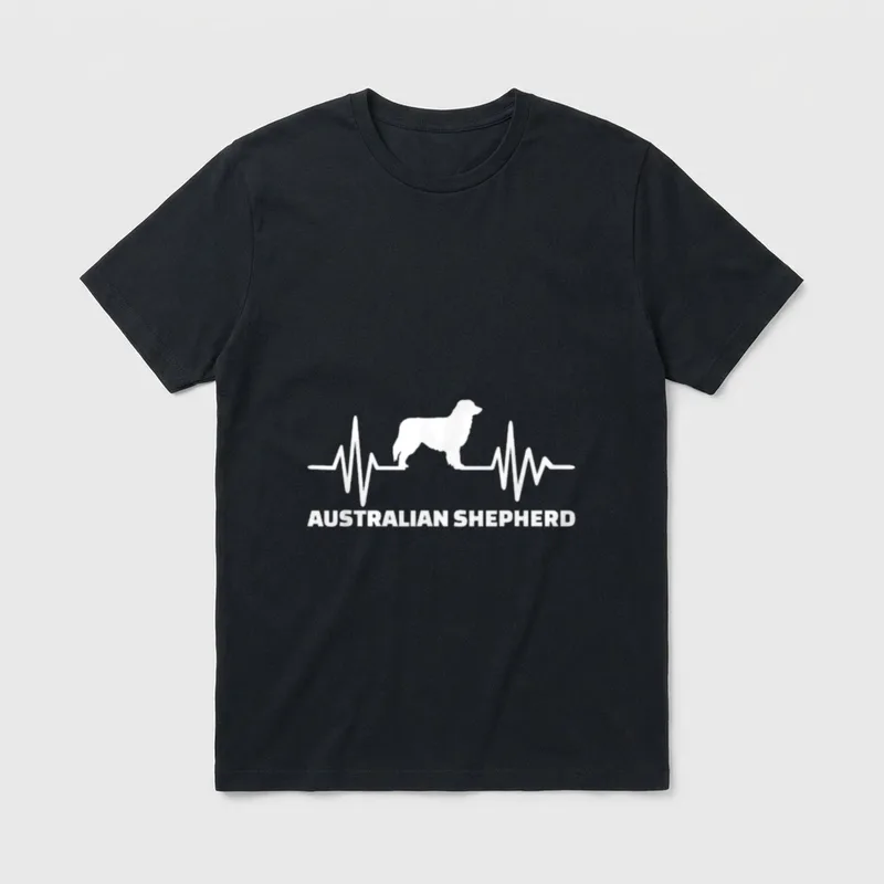 Australian Shepherd Herzschlag T-Shirt 0139 – Klassisches T-Shirt in Schwarz