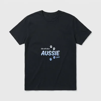 Die mit dem Aussie geht T-Shirt – Klassisches T-Shirt in Schwarz