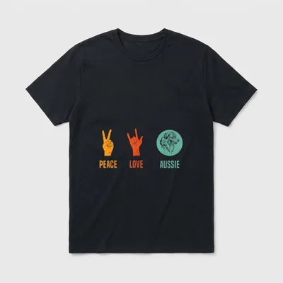 Vintage Peace Love Aussie T-Shirt – Klassisches T-Shirt in Schwarz