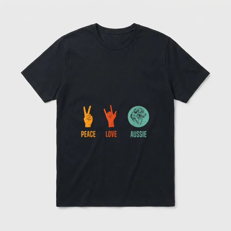 Vintage Peace Love Aussie T-Shirt – Klassisches T-Shirt in Schwarz