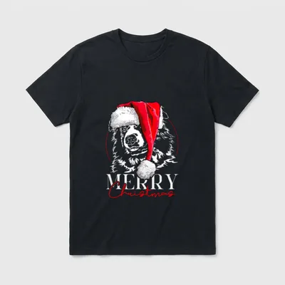 Santa Aussie Australian Shepherd Merry T-Shirt – Klassisches T-Shirt in Schwarz