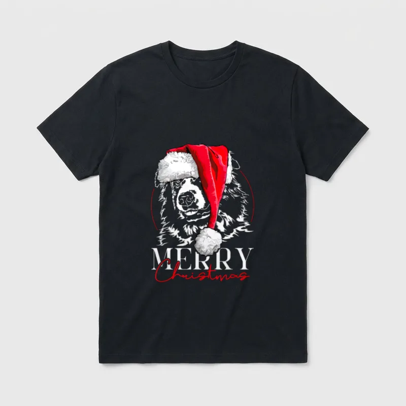 Santa Aussie Australian Shepherd Merry T-Shirt – Klassisches T-Shirt in Schwarz