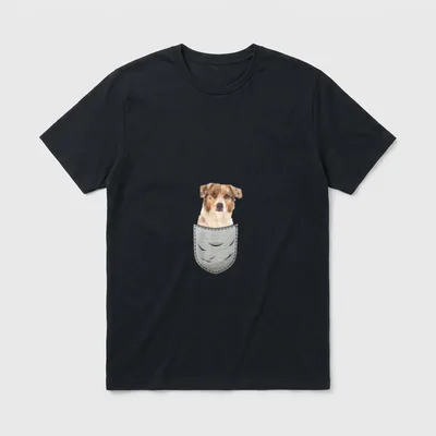 Aussie Australian Shepherd Brust-Tasche Pocket T-Shirt – Klassisches T-Shirt in Schwarz