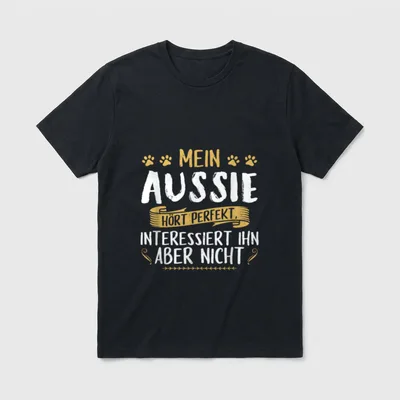Aussie Australian Shepherd Hunde T-Shirt 0155 – Klassisches T-Shirt in Schwarz