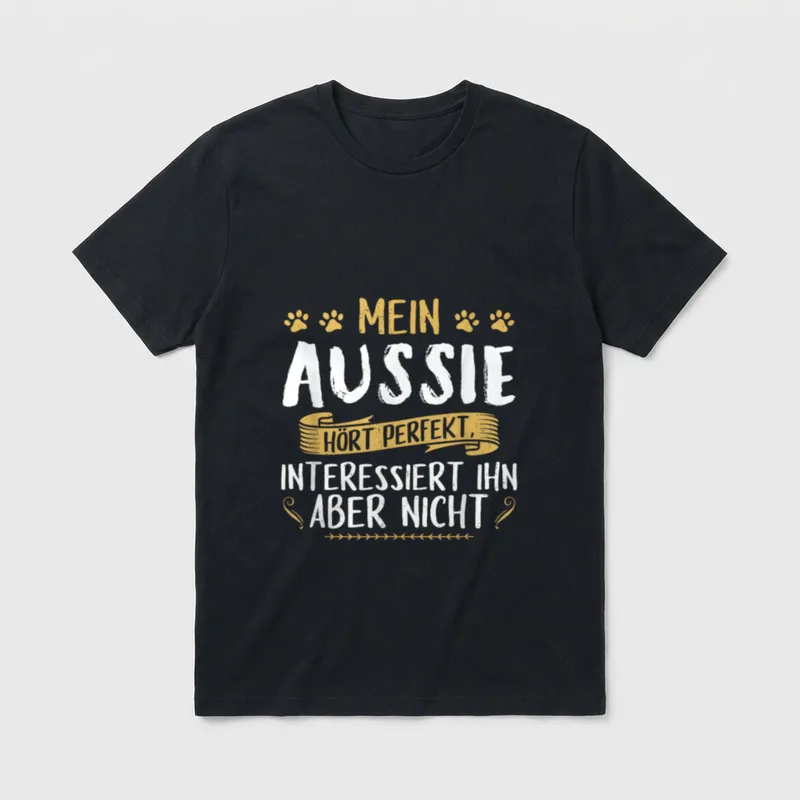 Aussie Australian Shepherd Hunde T-Shirt 0155 – Klassisches T-Shirt in Schwarz