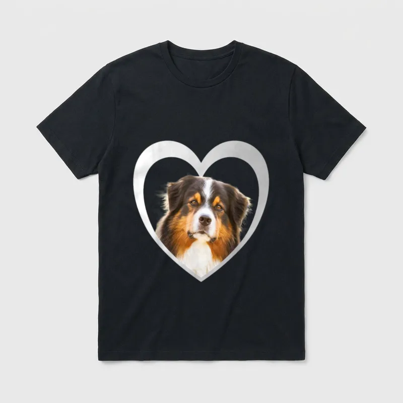 Aussi Herz Design Australian Shepherd T-Shirt – Klassisches T-Shirt in Schwarz