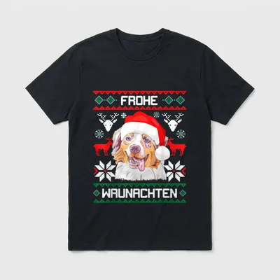 Australian Shepherd Frohe Waunachten T-Shirt – Klassisches T-Shirt in Schwarz