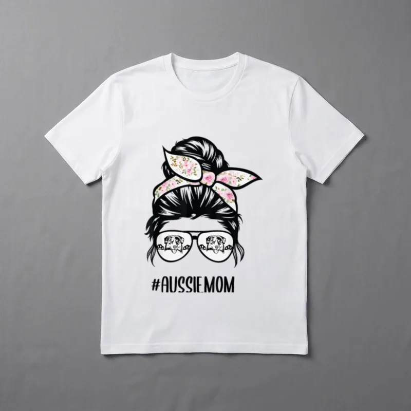 Aussie Mom Messy Bun T-Shirt – Klassisches T-Shirt in Schwarz