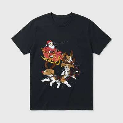 Beagle Weihnachts Schwarz S T-Shirt – Klassisches T-Shirt in Schwarz