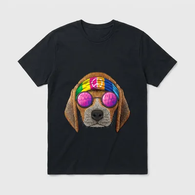 Hippie Beagle Love Peace T-Shirt – Klassisches T-Shirt in Schwarz
