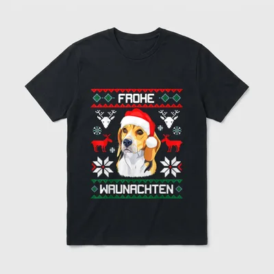 Beagle Frohe Waunachten Weihnachten T-Shirt – Klassisches T-Shirt in Schwarz