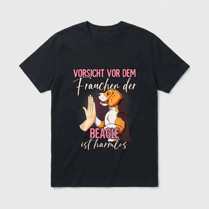 Vorsicht vor dem Frauchen T-Shirt 0033 – Klassisches T-Shirt in Schwarz