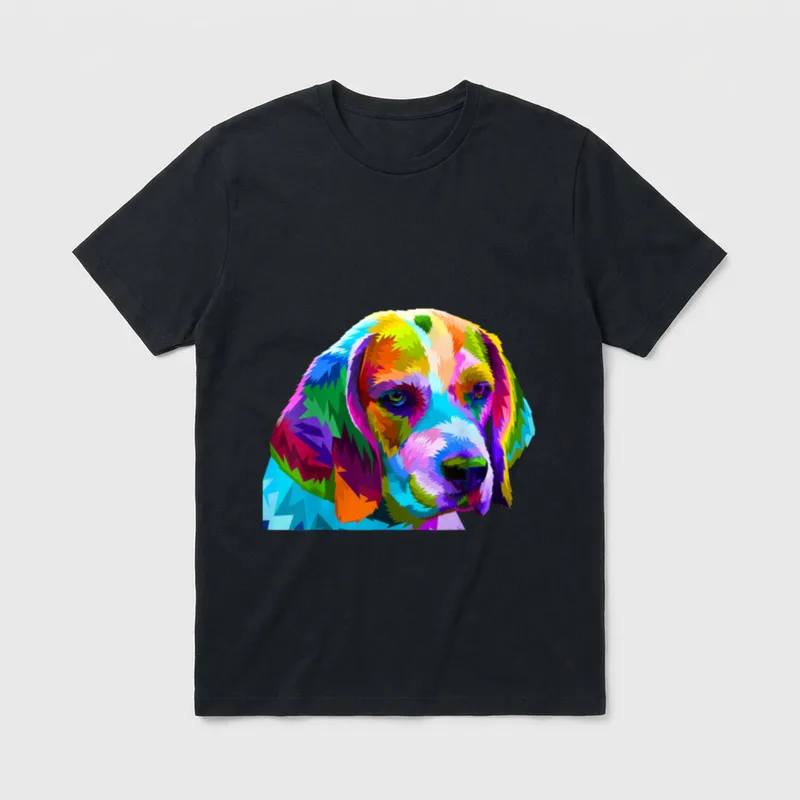 Beagle in Pop Art T-Shirt – Klassisches T-Shirt in Schwarz