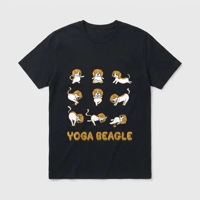 Beagle Yoga Beagle Yoga T-Shirt – Klassisches T-Shirt in Schwarz