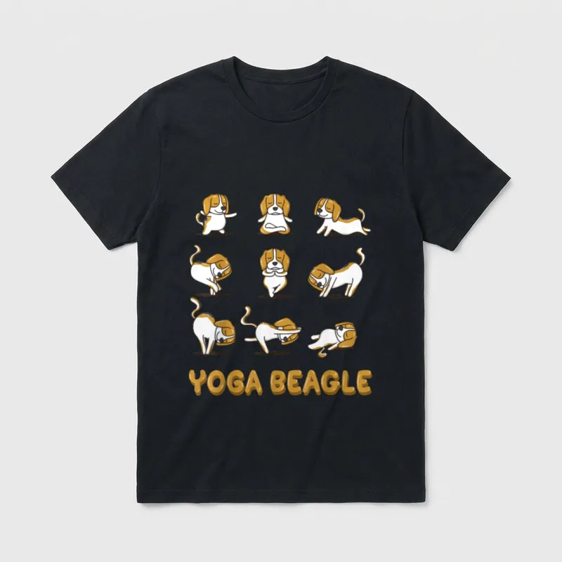 Beagle Yoga Beagle Yoga T-Shirt – Klassisches T-Shirt in Schwarz