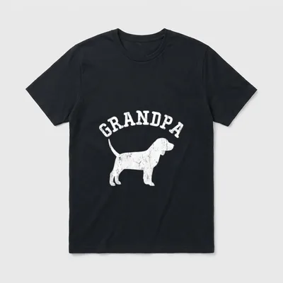 Lustiges für Opa Beagle T-Shirt – Weiße GRANDPA Schrift über Hundesilhouette im Vintage-Look – Klassisches T-Shirt in Schwarz