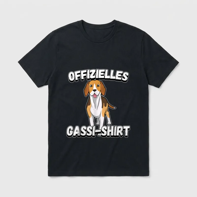 Offizielles Gassi Beagle T-Shirt – Beagle Illustration mit Text Offizielles Gassi-Shirt – Klassisches T-Shirt in Schwarz