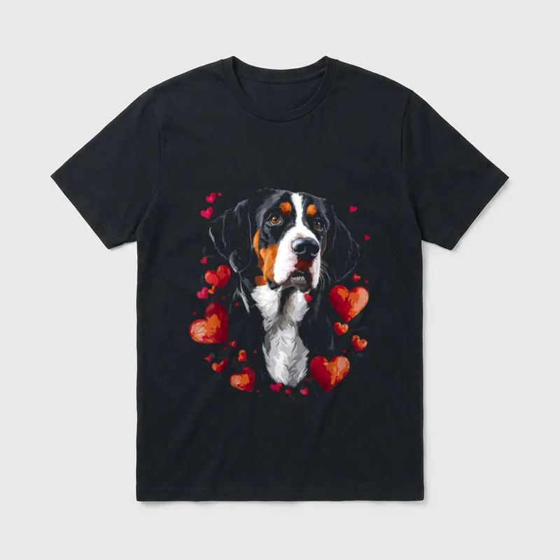Valentinstag Großer Schweizer Sennenhund T-Shirt – Klassisches T-Shirt in Schwarz