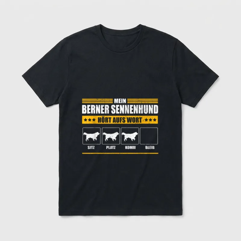 Mein Berner Sennenhund hört T-Shirt – Klassisches T-Shirt in Schwarz