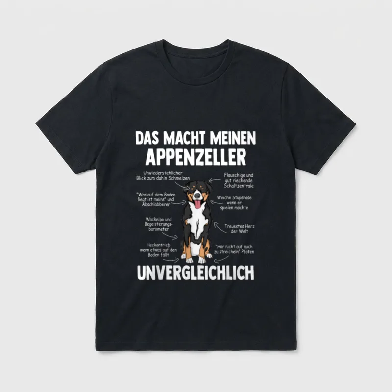 Anatomie eines Appenzeller Sennenhund T-Shirt – Klassisches T-Shirt in Schwarz