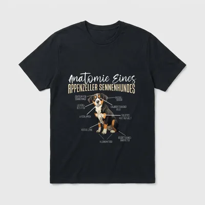 Anatomie Eines Appenzeller Sennenhundes T-Shirt 0114 – Klassisches T-Shirt in Schwarz