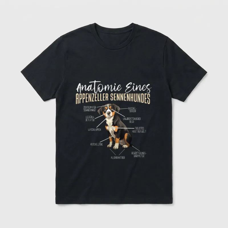 Anatomie Eines Appenzeller Sennenhundes T-Shirt 0114 – Klassisches T-Shirt in Schwarz