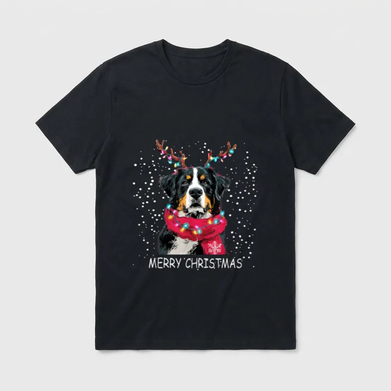 Berner Sennenhund Weihnachtsmannmütze Schal T-Shirt – Klassisches T-Shirt in Schwarz
