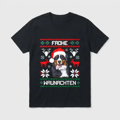 Berner Sennenhund Frohe Waunachten T-Shirt – Klassisches T-Shirt in Schwarz