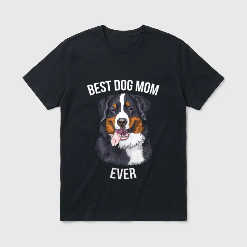 Best Dog Mom Ever Berner T-Shirt – Bernersennenhund Porträt mit Text Best Dog Mom Ever – Klassisches T-Shirt in Schwarz
