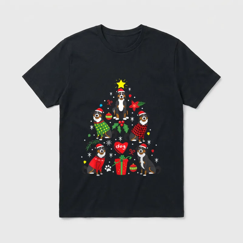 Appenzeller Sennenhund Weihnachten Lustiges T-Shirt 0209 – Klassisches T-Shirt in Schwarz