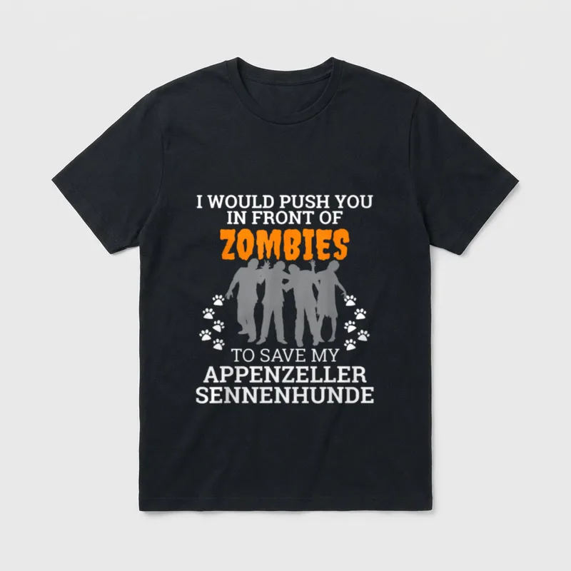 Push You Vor Zombies T-Shirt – Klassisches T-Shirt in Schwarz