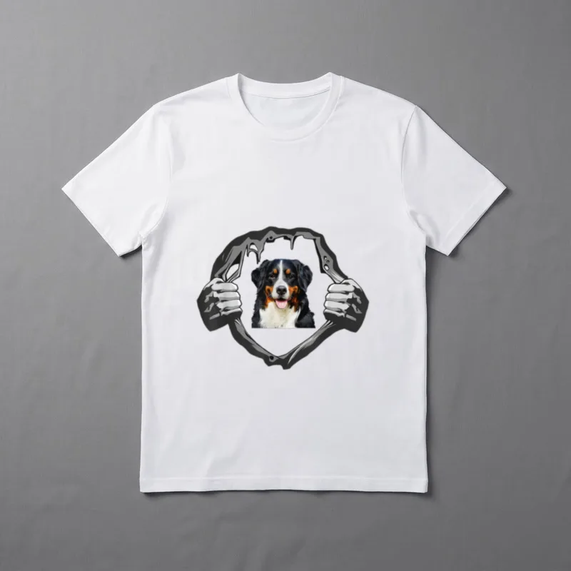 Berner Sennenhund T-Shirt 0217 – Bernersennenhund Foto durch gerissenes Stoffmotiv – Klassisches T-Shirt in Schwarz
