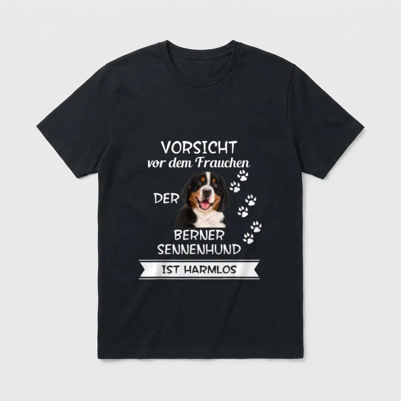 Vorsicht vor dem Frauchen Berner Sennenhund T-Shirt – Klassisches T-Shirt in Schwarz