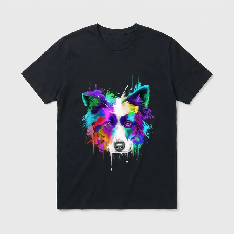 Splash Art Border Collie T-Shirt – Klassisches T-Shirt in Schwarz