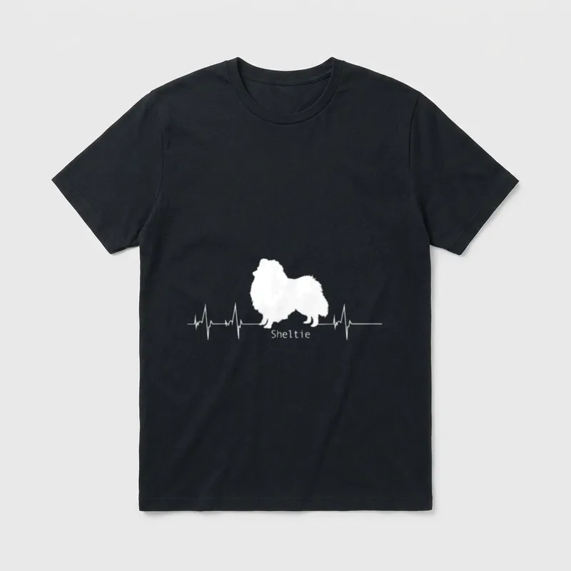 Sheltie Herzschlag Hunde Design T-Shirt – Klassisches T-Shirt in Schwarz
