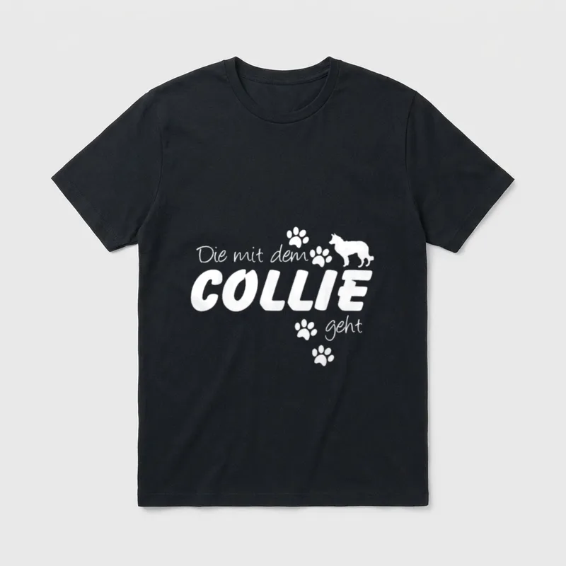 Die mit dem Collie T-Shirt – Klassisches T-Shirt in Schwarz