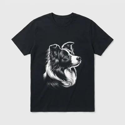 Süßer Border Collie Kopf T-Shirt – Klassisches T-Shirt in Schwarz
