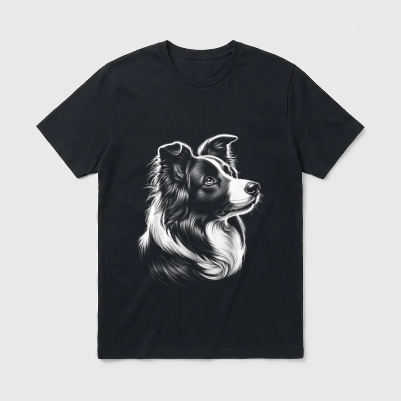 Süßer Border Collie Kopf T-Shirt – Klassisches T-Shirt in Schwarz