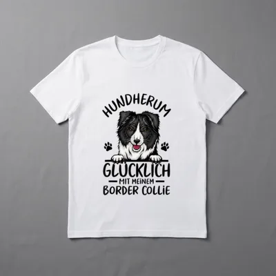 Hund Glücklich mit meinem T-Shirt – Klassisches T-Shirt in Schwarz