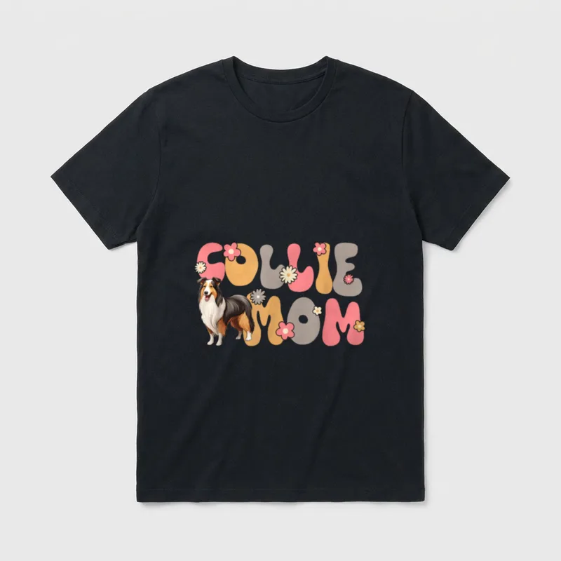 Langhaarcollie Groovy World's best T-Shirt – Klassisches T-Shirt in Schwarz