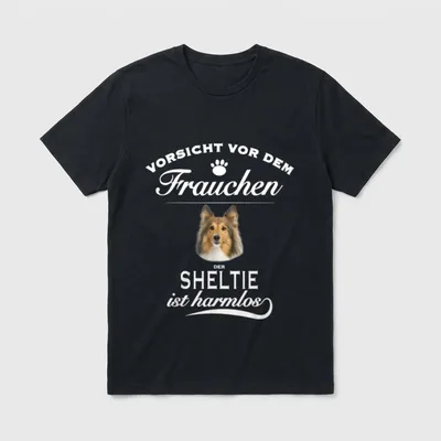 Sheltie Vorsicht vor T-Shirt – Klassisches T-Shirt in Schwarz