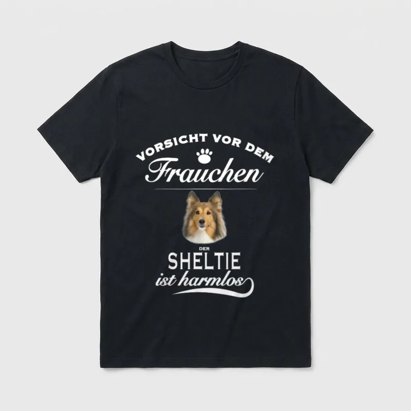 Sheltie Vorsicht vor T-Shirt – Klassisches T-Shirt in Schwarz